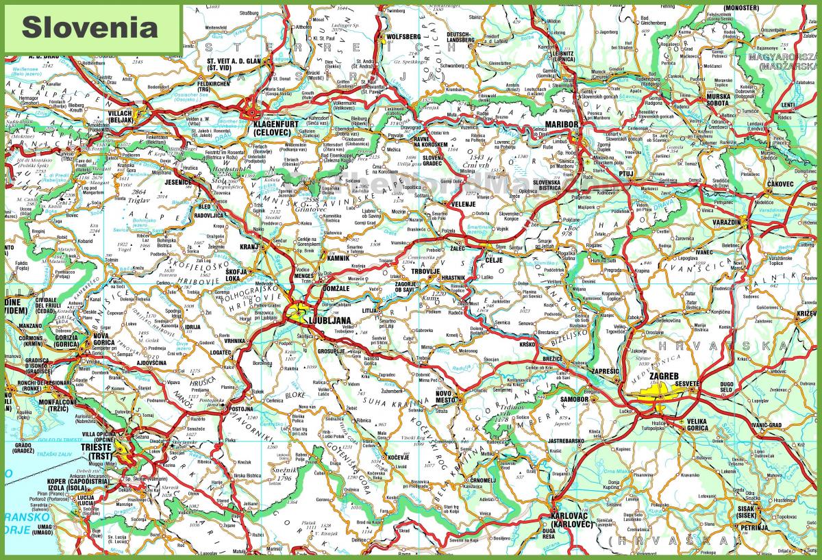 Mapa ng detalyadong Slovenia