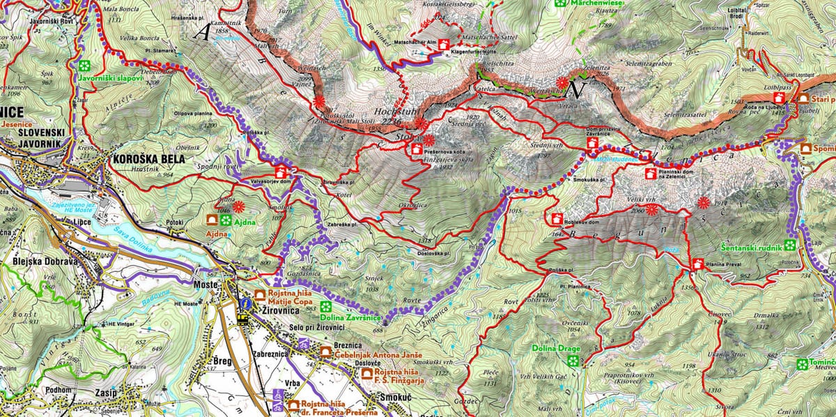 Mapa ng Eslobenyan alps