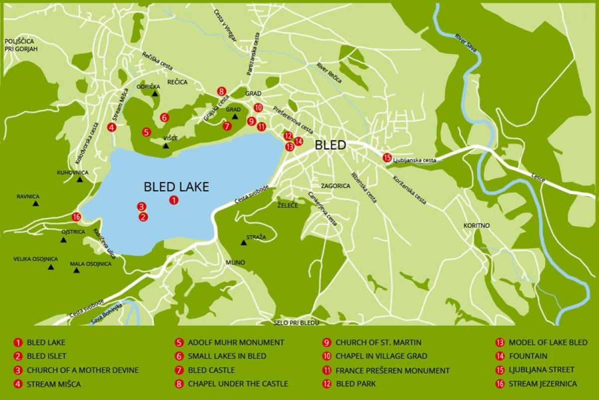 mapa ng Slovenia pagpapakita sa lake kinunan ng dugo