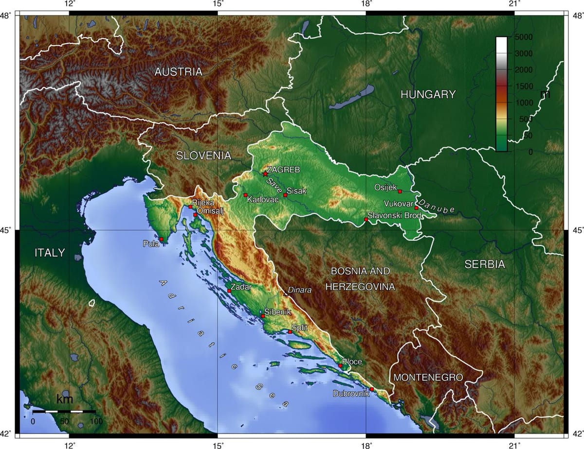 Mapa ng Slovenia topographic