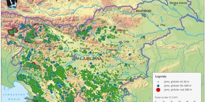 Mapa ng kuweba sa Slovenia